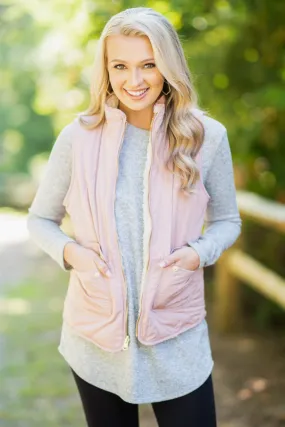 Follow The Trail Blush Pink Puffer Vest