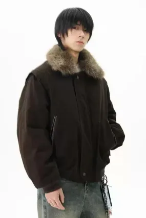 Fur Collar Side Pockets Jacket