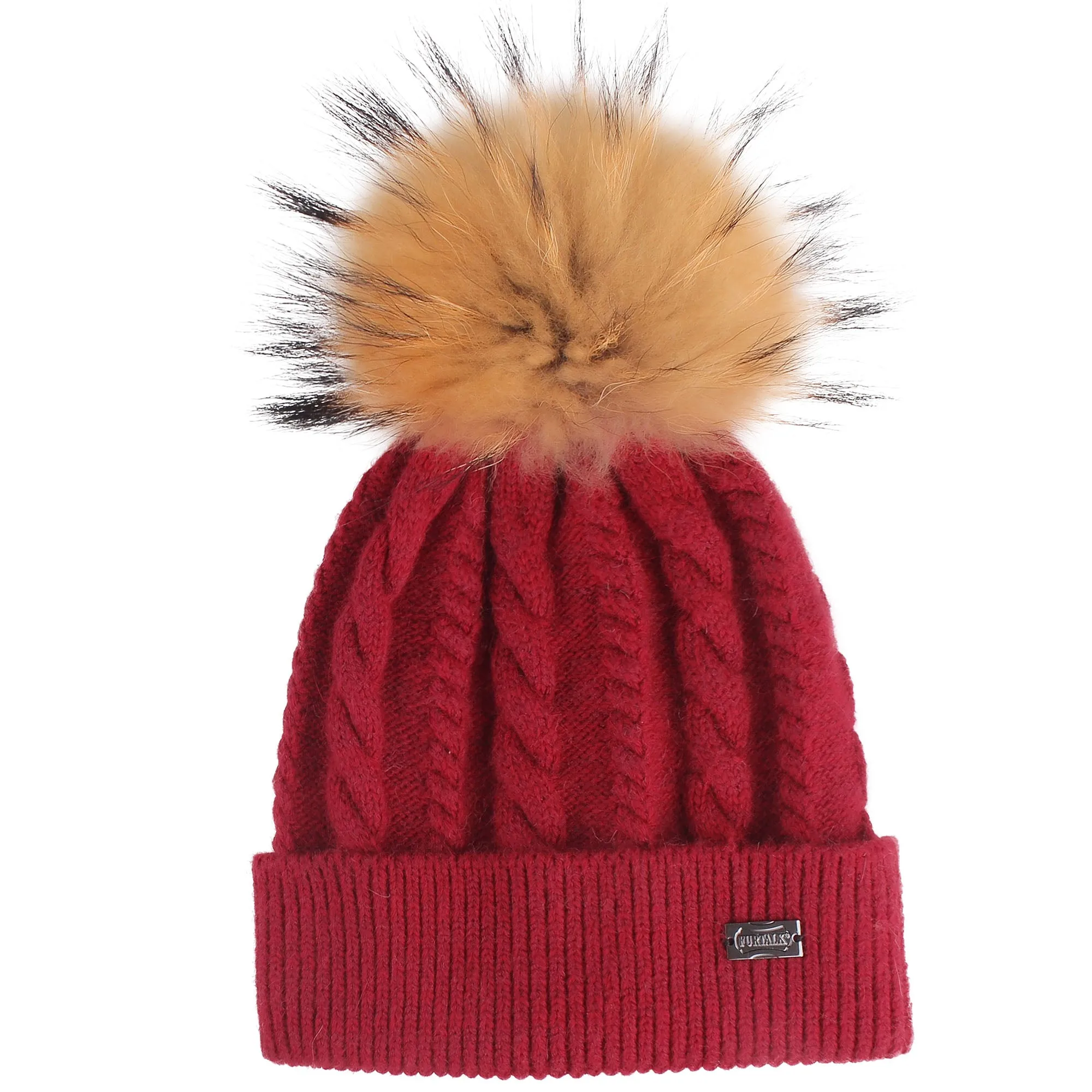 FURTALK Winter child Real Fur Pom Pom Hat Twist Drop Shipping CH004