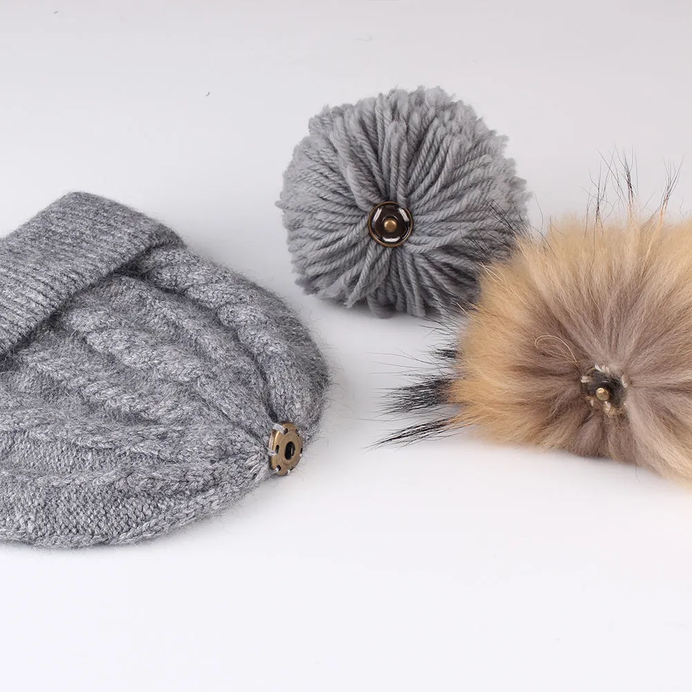 FURTALK Winter child Real Fur Pom Pom Hat Twist Drop Shipping CH004