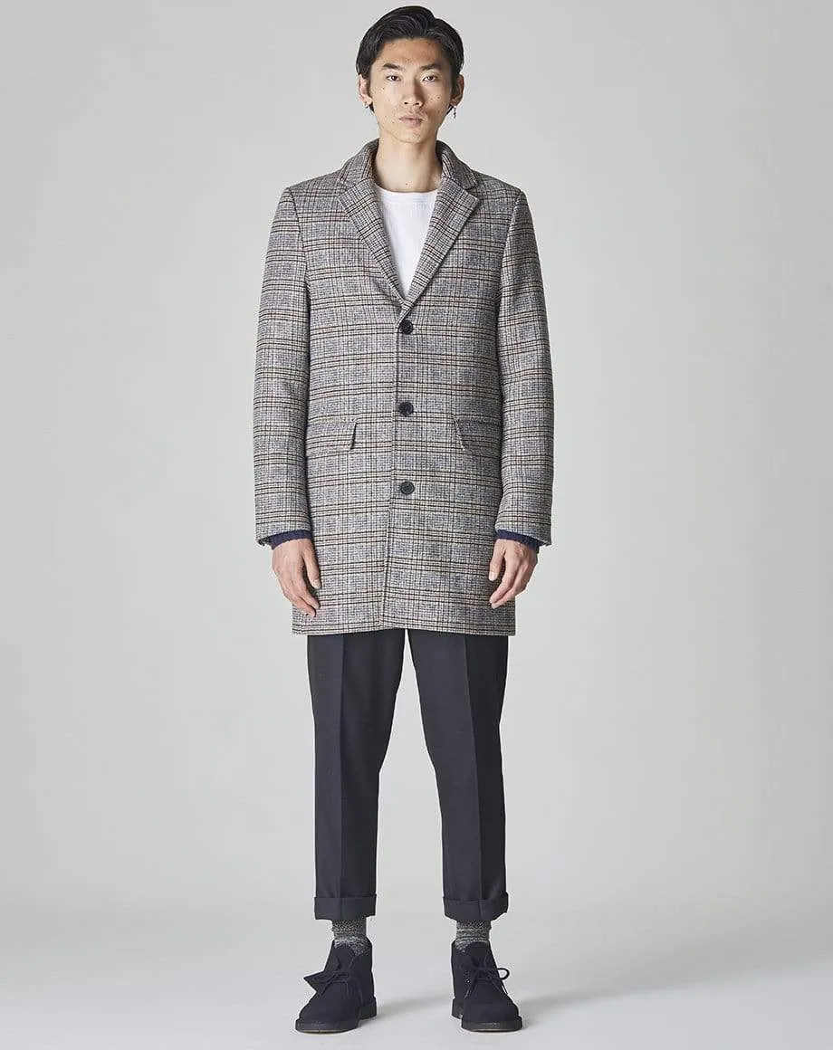 Godin Check Crombie Mens Overcoat' | Grey