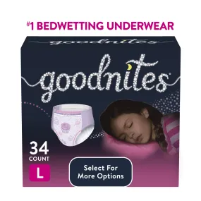 Goodnites Nighttime Bedwetting Underwear for Girls, L, 34 Ct