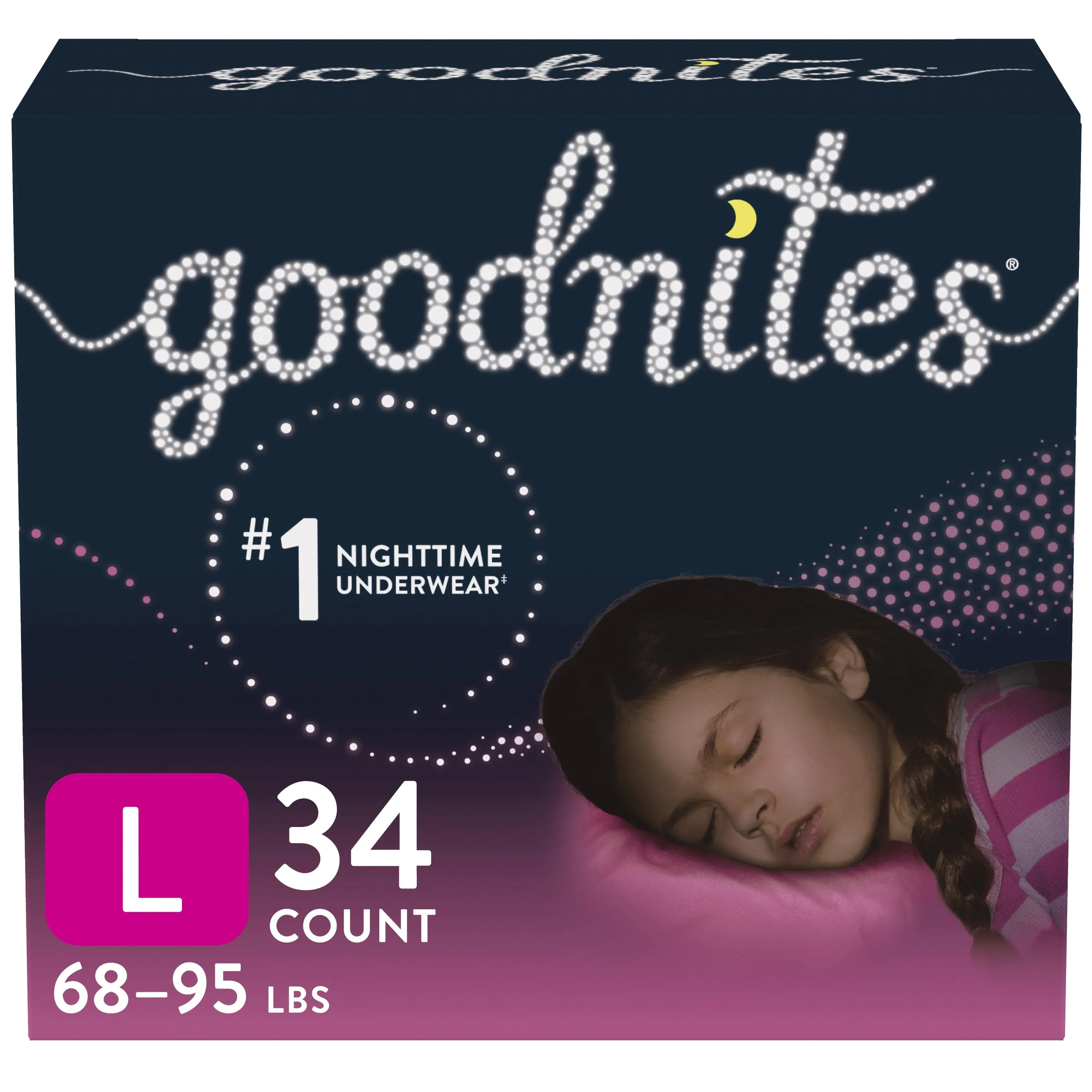 Goodnites Nighttime Bedwetting Underwear for Girls, L, 34 Ct