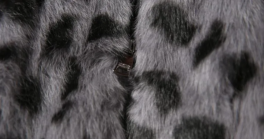 Grey Leopard Real Rabbit Fur Waistcoat