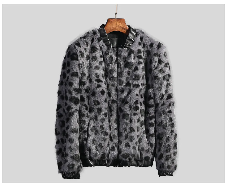 Grey Leopard Real Rabbit Fur Waistcoat