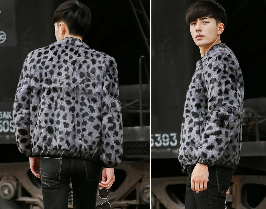 Grey Leopard Real Rabbit Fur Waistcoat