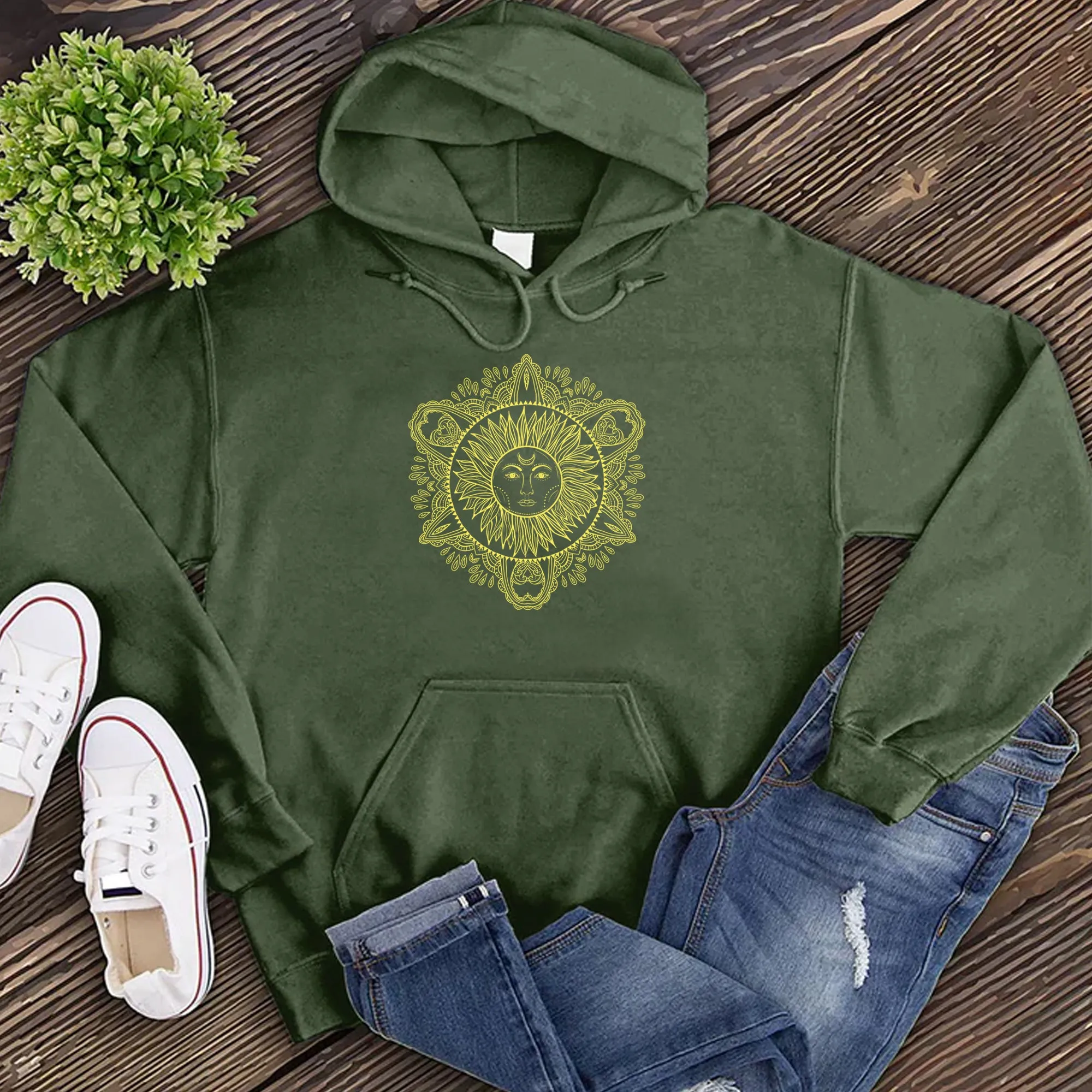 Hand-drawn Bohemian Sun Hoodie