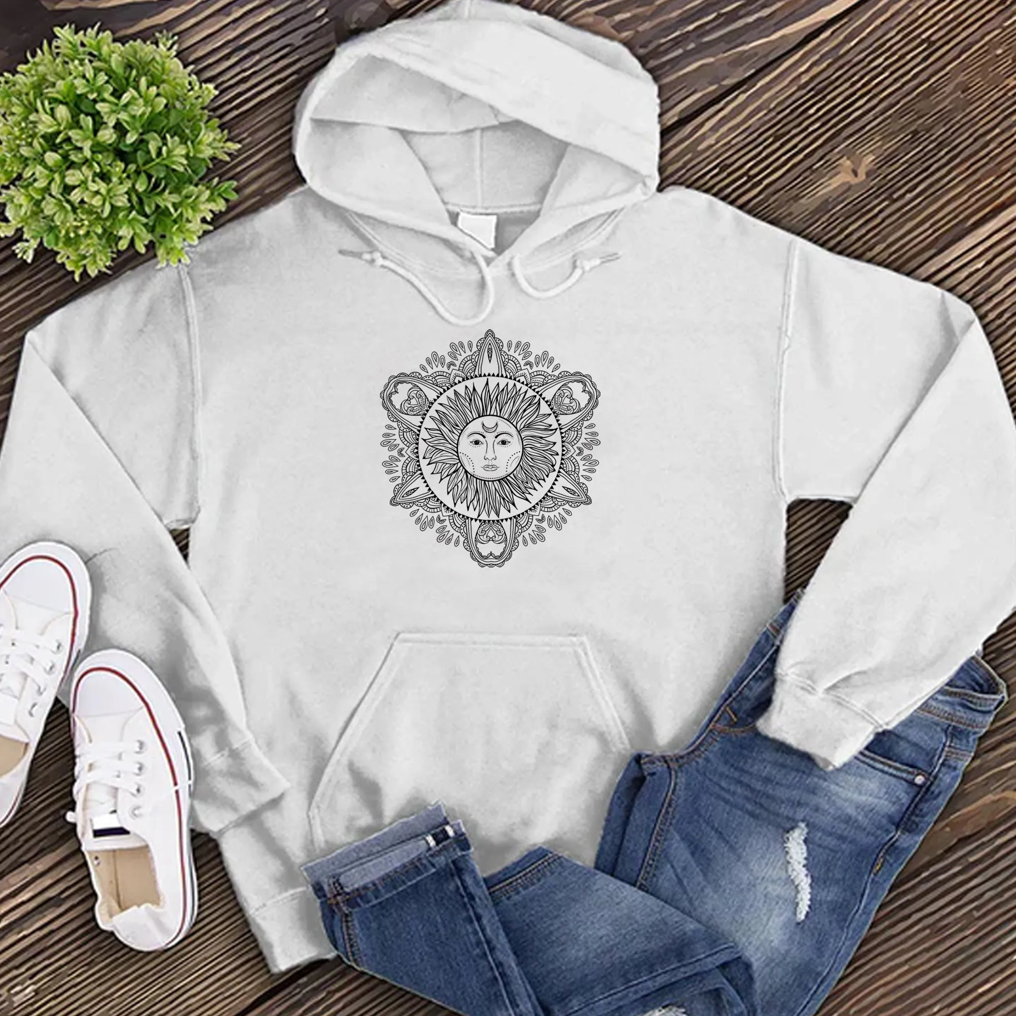 Hand-drawn Bohemian Sun Hoodie