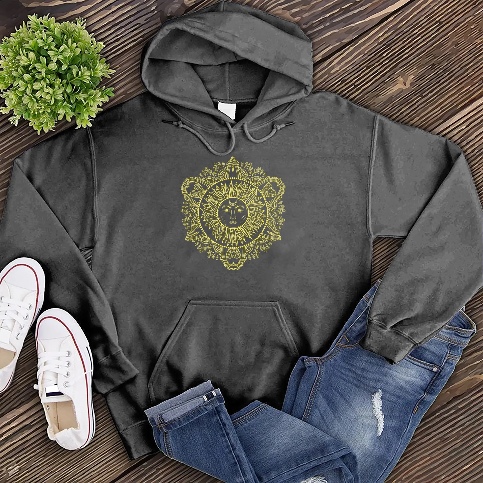 Hand-drawn Bohemian Sun Hoodie