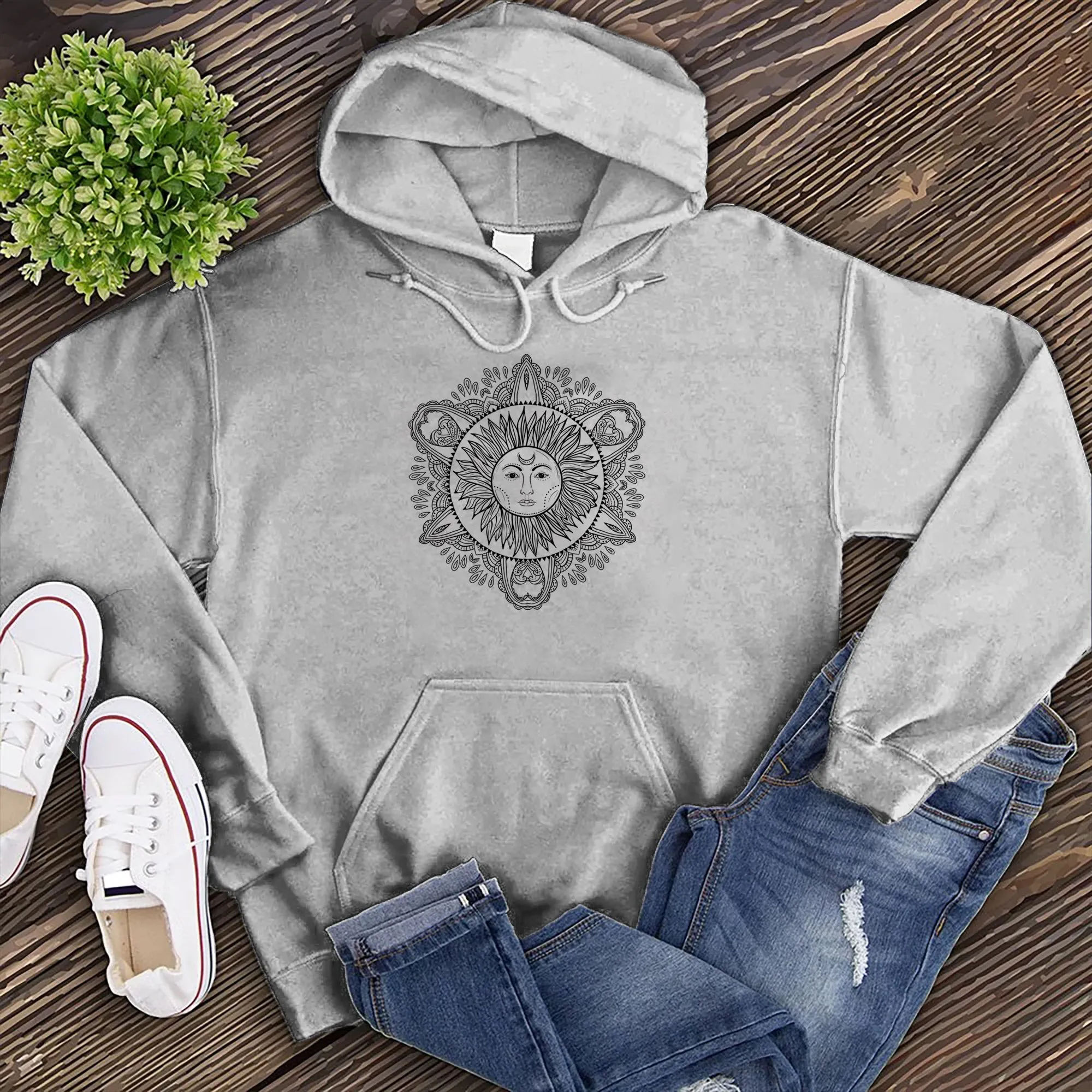 Hand-drawn Bohemian Sun Hoodie