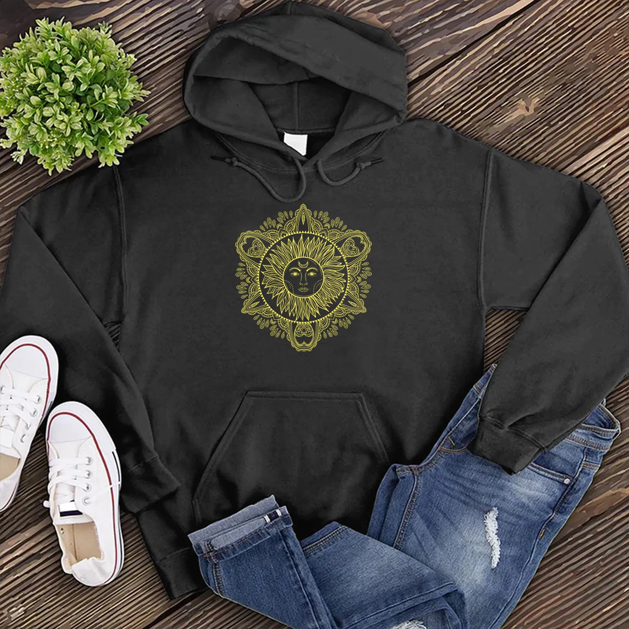 Hand-drawn Bohemian Sun Hoodie