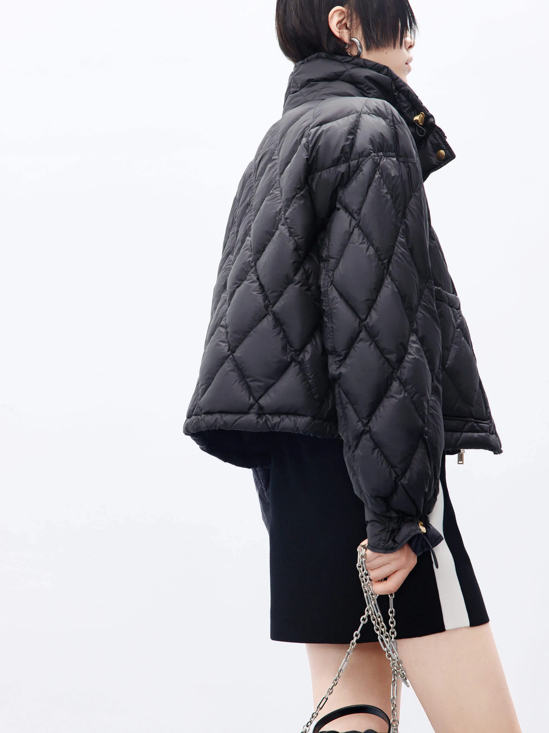 High Collar Cropped Down Jacket