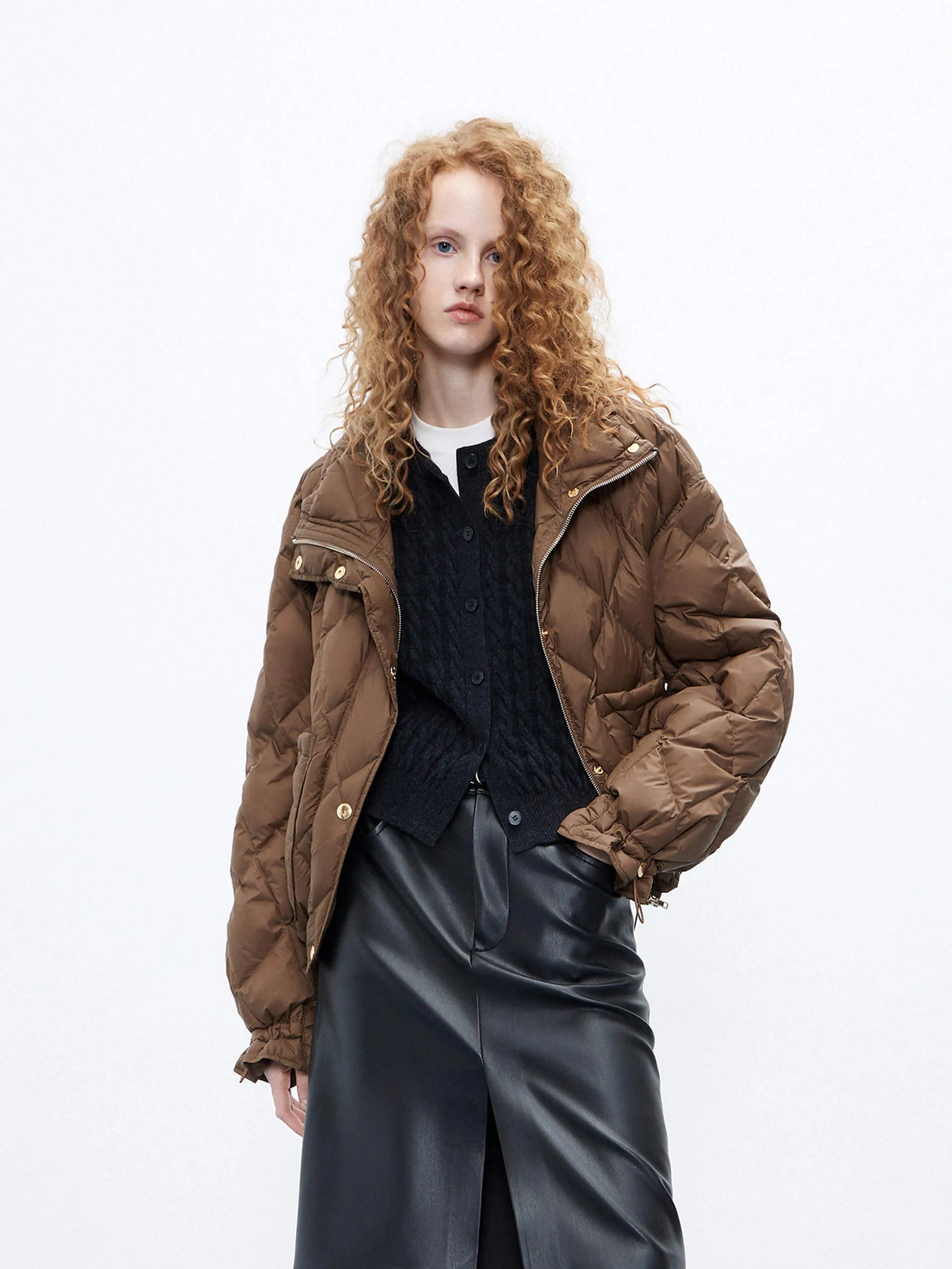 High Collar Cropped Down Jacket