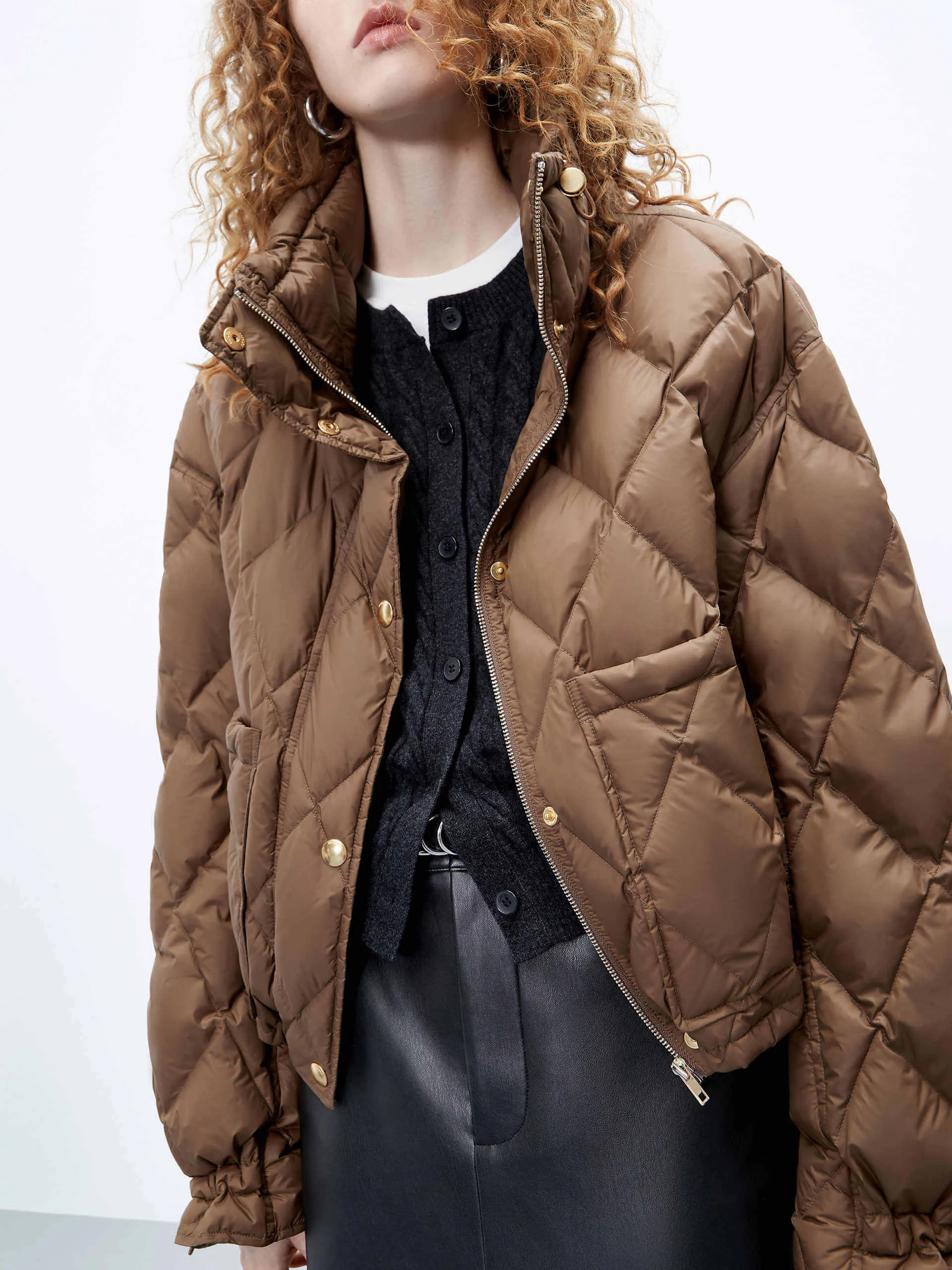 High Collar Cropped Down Jacket