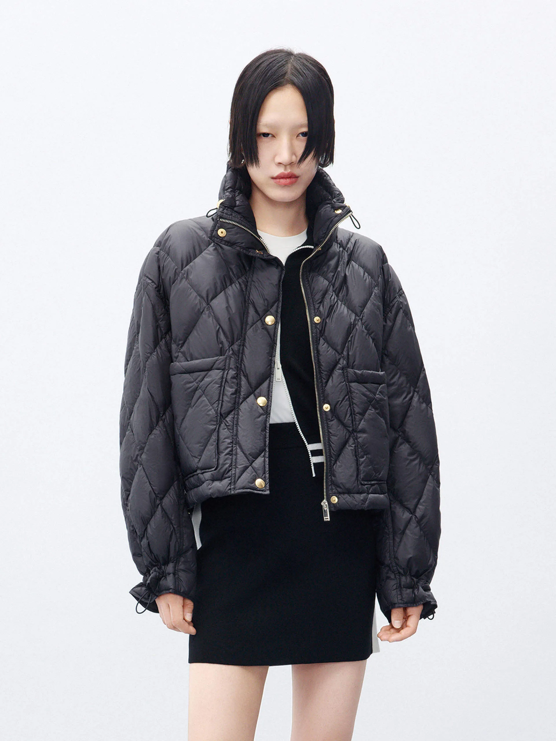 High Collar Cropped Down Jacket