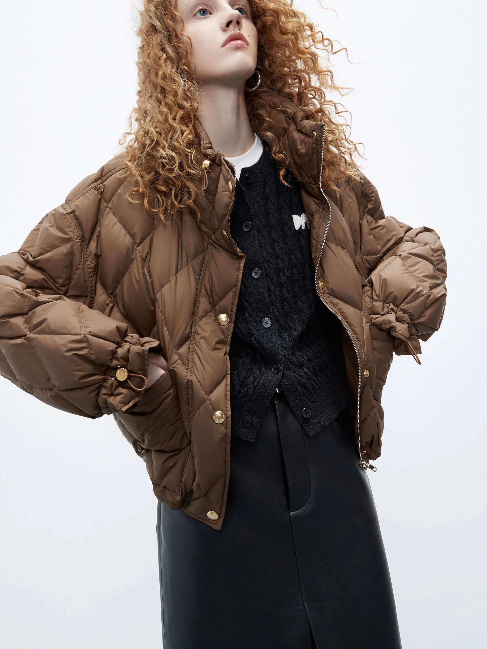 High Collar Cropped Down Jacket