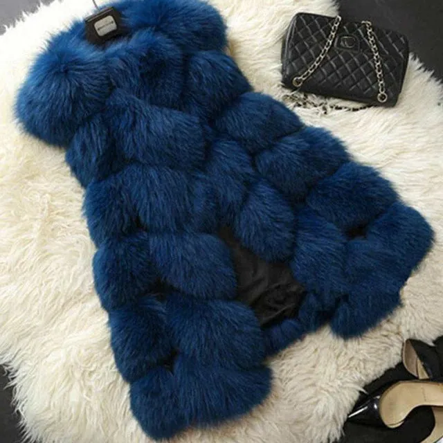 High quality Fur Vest coat Luxury Faux Fox Warm Women Coat Vests Winter Fashion furs Woment