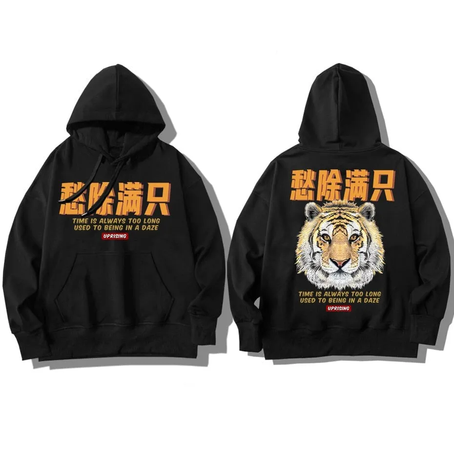 Hoodie Sweatshirt Bright Rhinestones Tiger Mens Fashion Clothing Streetwear Long Sleeve Modal Cotton Hoodie Camisetas Hombre