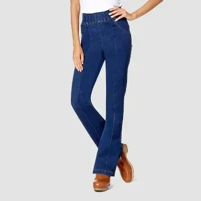 Hue Studio Women's Mid Rise Slim Bootcut Full Leggings Year Round