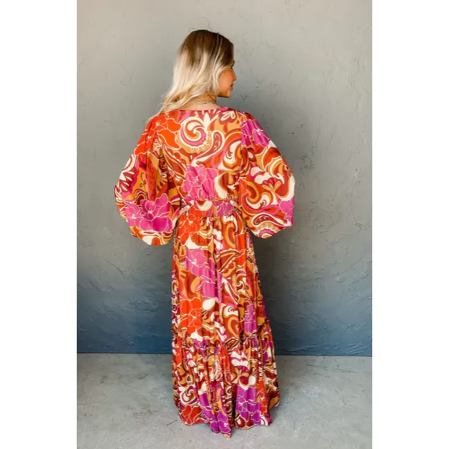 It's A Match Printed Surplice Maxi Dress