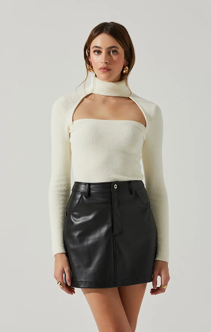 Izabella Cut-Out Sweater White