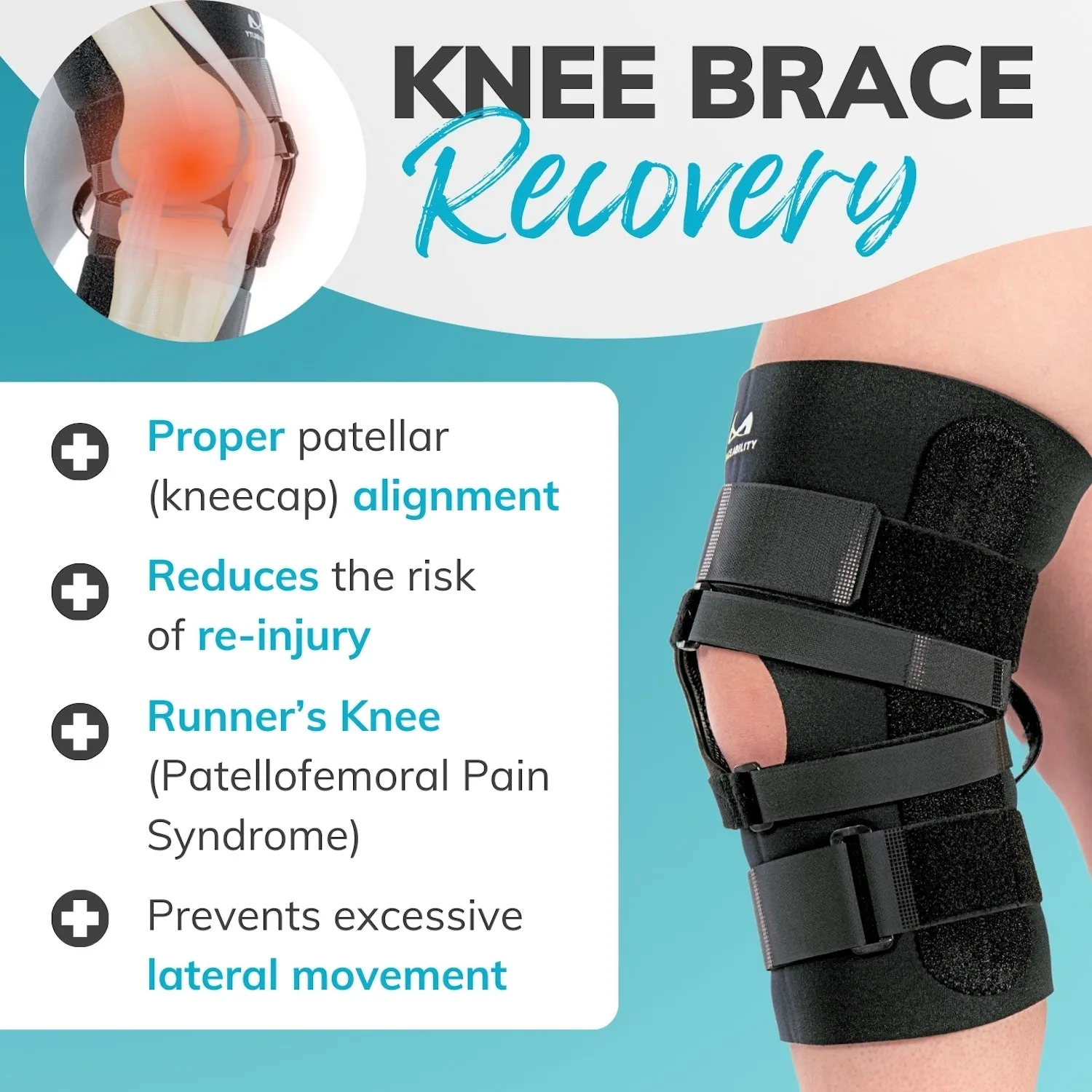 J Patella Stabilizing Knee Brace | Medial or Lateral Support for Subluxation and Dislocation