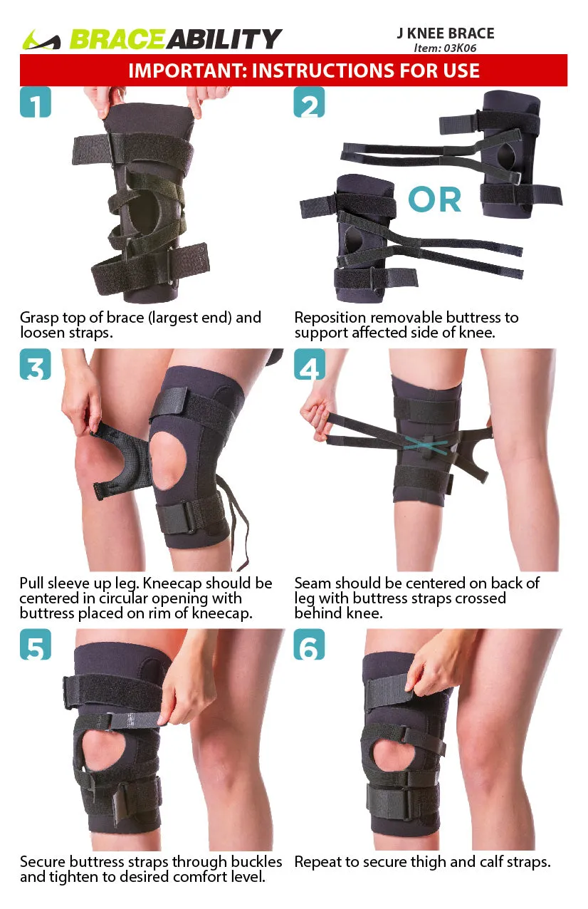 J Patella Stabilizing Knee Brace | Medial or Lateral Support for Subluxation and Dislocation