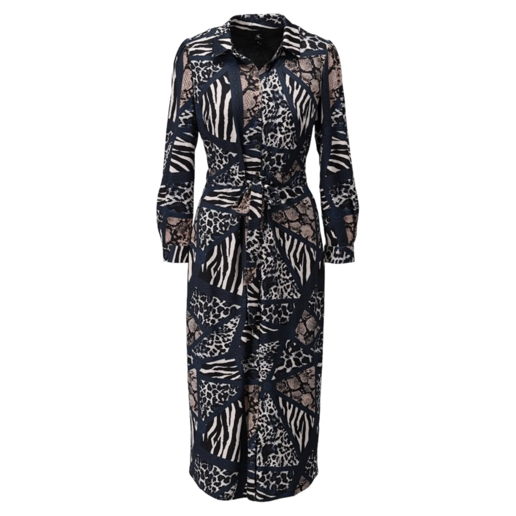 K Design Animal Print Maxi Dress Navy