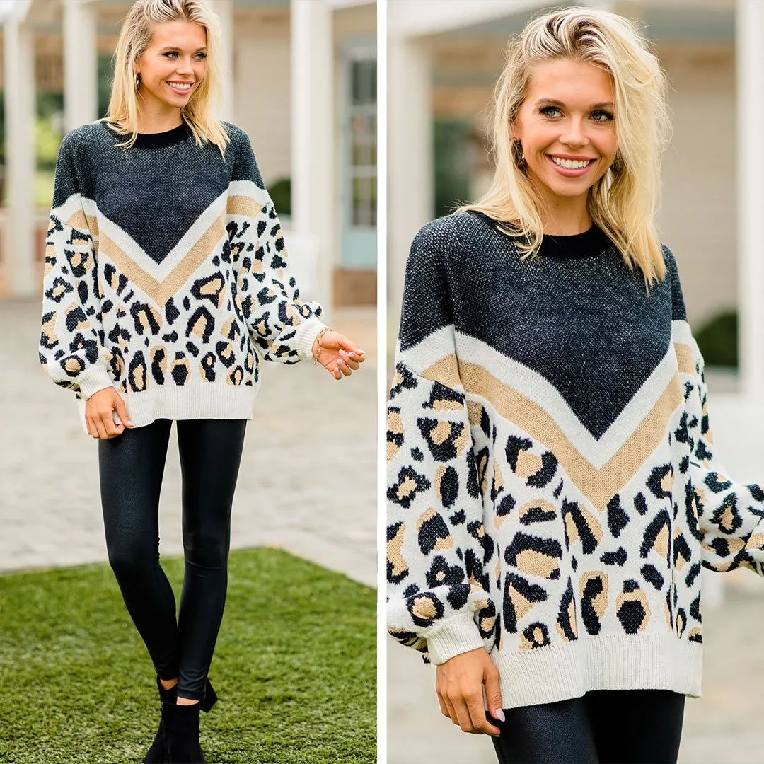 Keep Your Cool Black Leopard Sweater