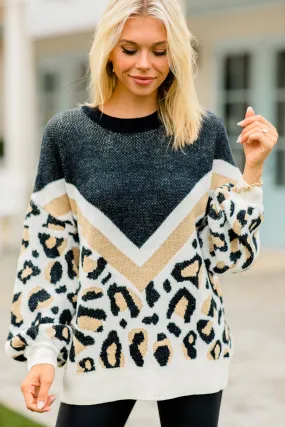 Keep Your Cool Black Leopard Sweater