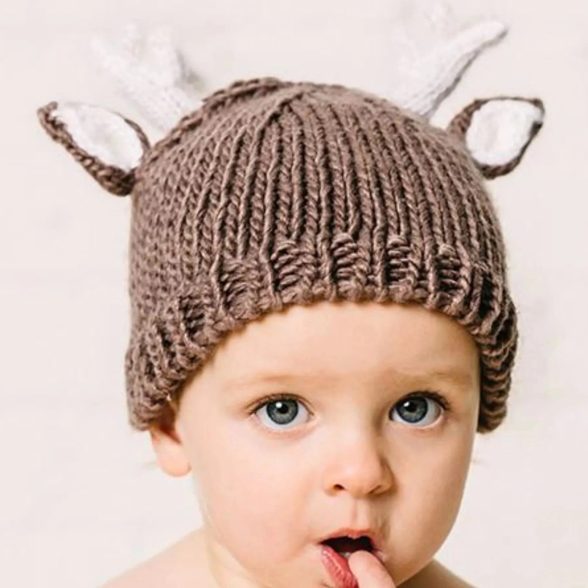 Kid's Hartley Deer Knit Hat,  Tan