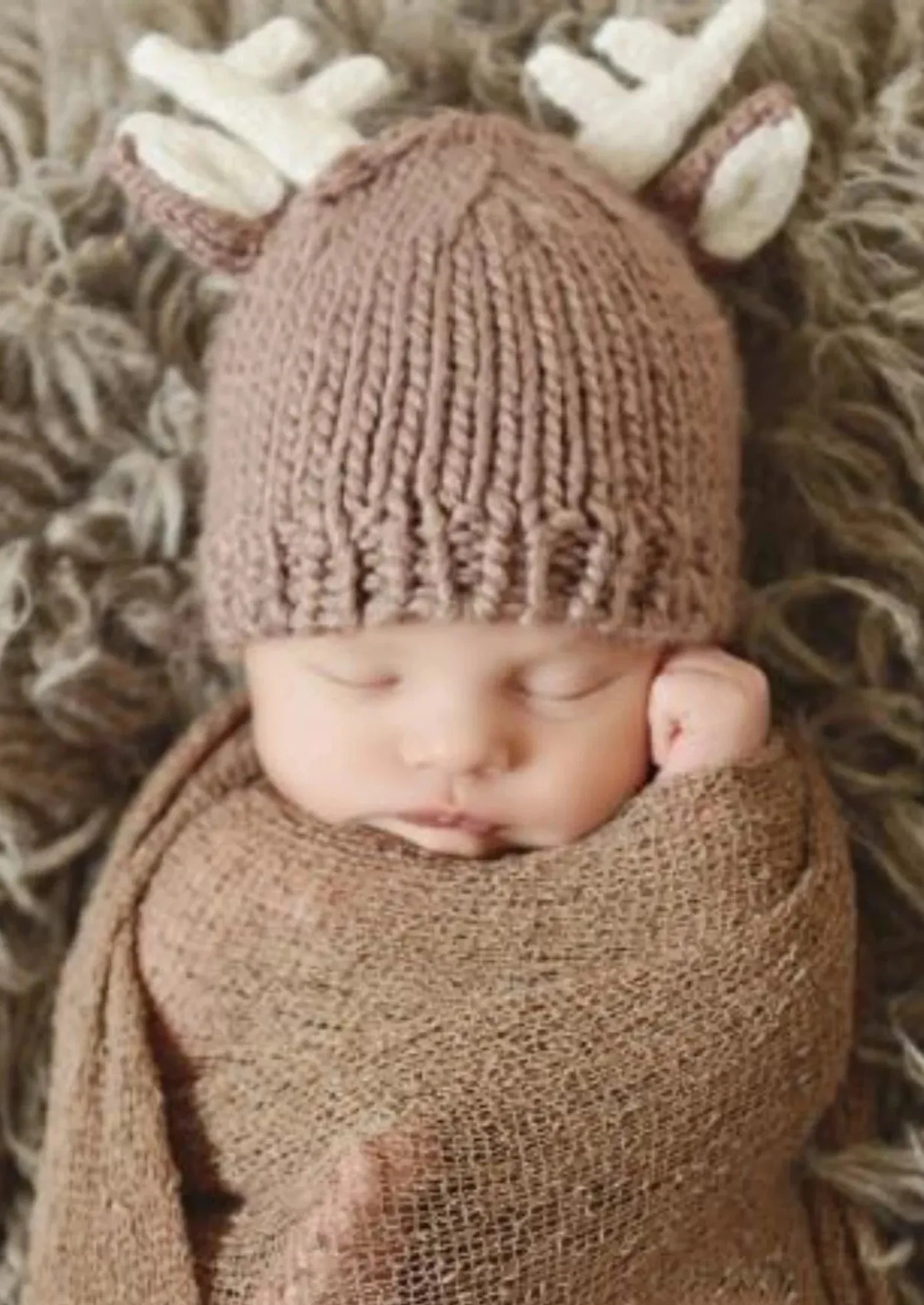 Kid's Hartley Deer Knit Hat,  Tan