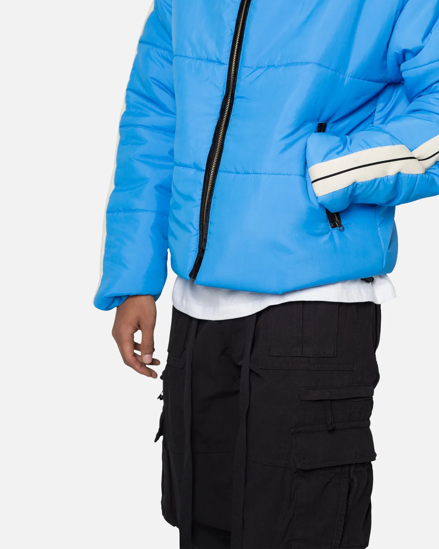 MNML Striped Puffer Jacket Blue