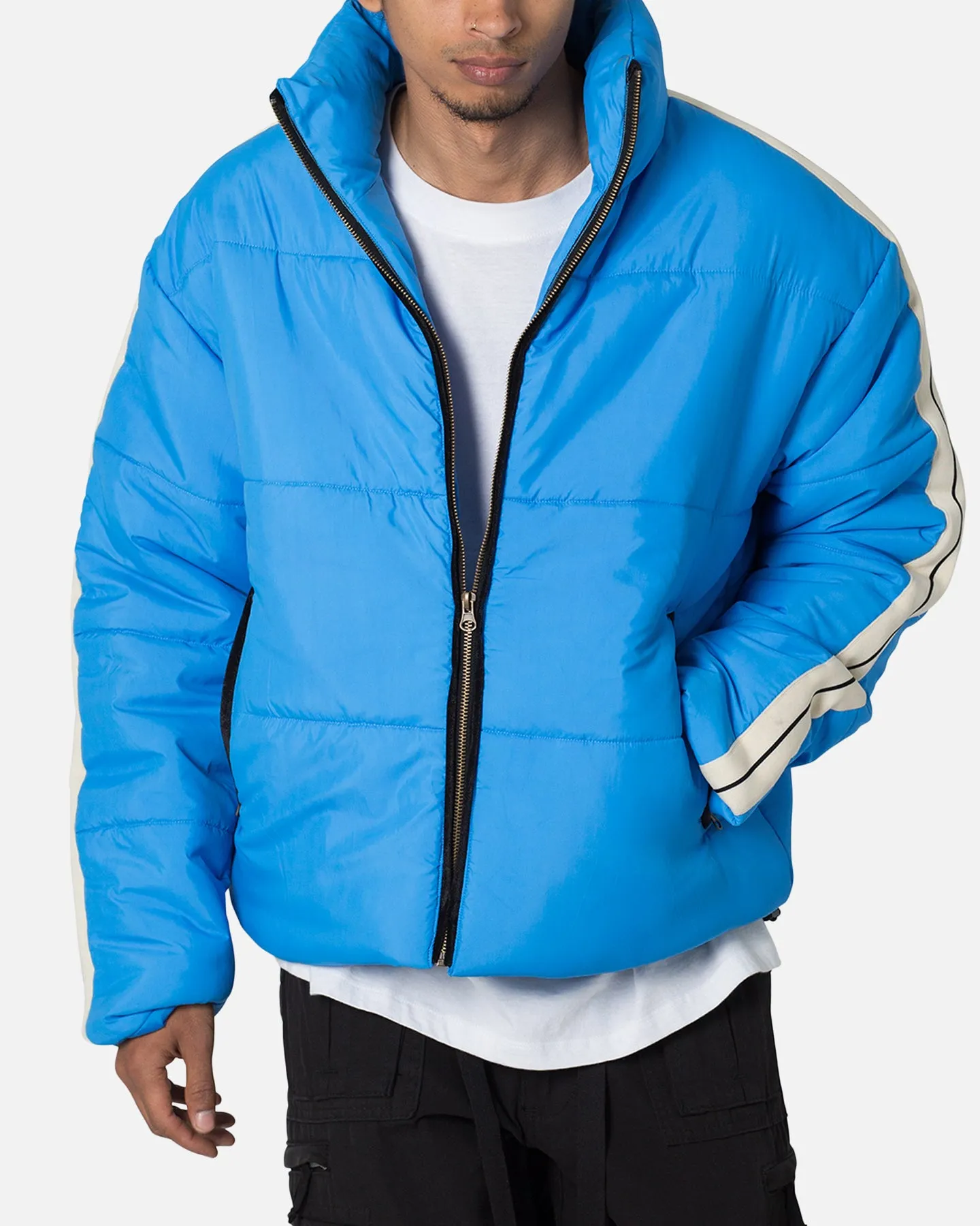 MNML Striped Puffer Jacket Blue