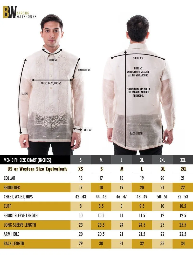 MO36 - Organza Barong Tagalog with Lining Black