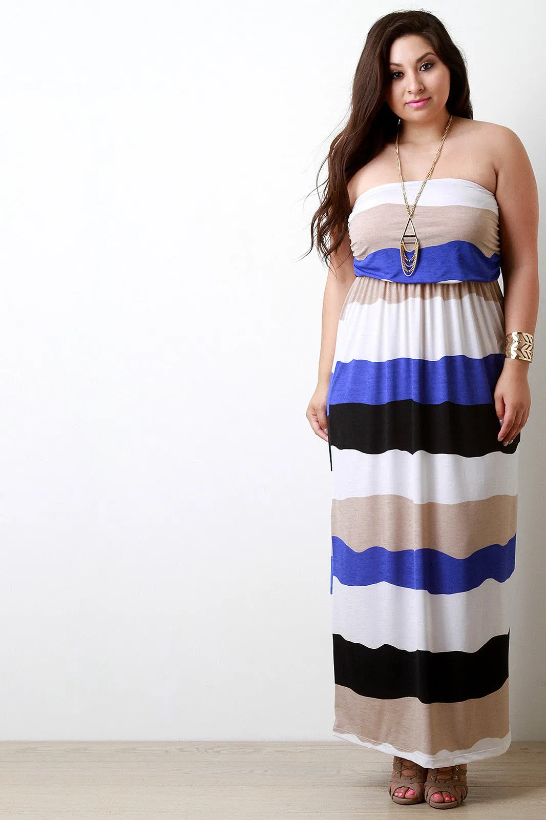 Multicolor Striped Empire Waist Maxi Dress