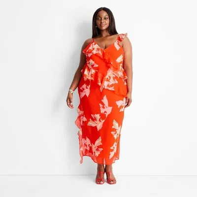 New - Future Collective with Jenee Naylor Women's Ruffle Maxi Dress