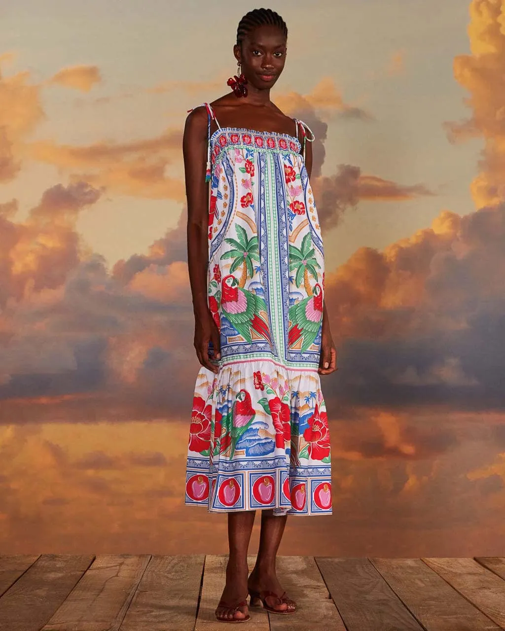 Off-White Flowers Beach Maxi Dress