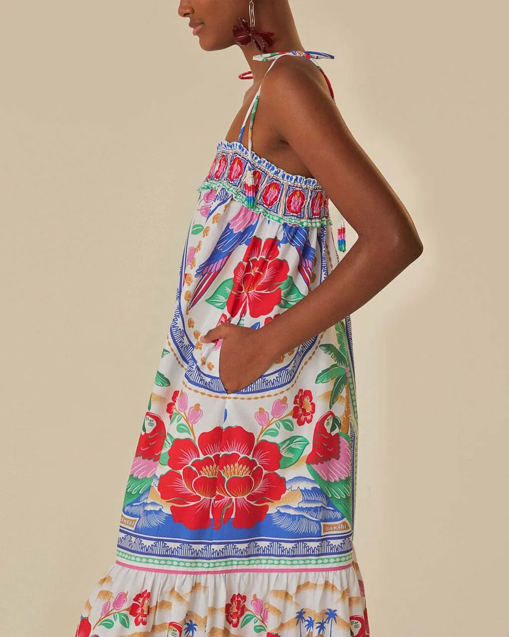 Off-White Flowers Beach Maxi Dress