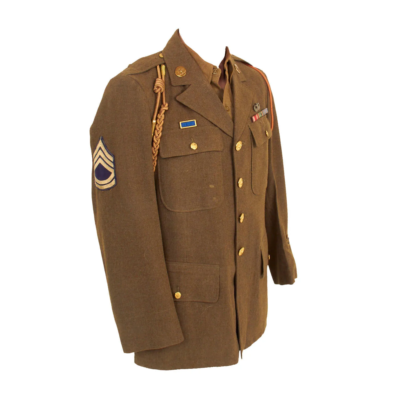 Original U.S. WWII 82nd Airborne Class A Uniform Jacket With Matching Patched M37 Flannel Shirt