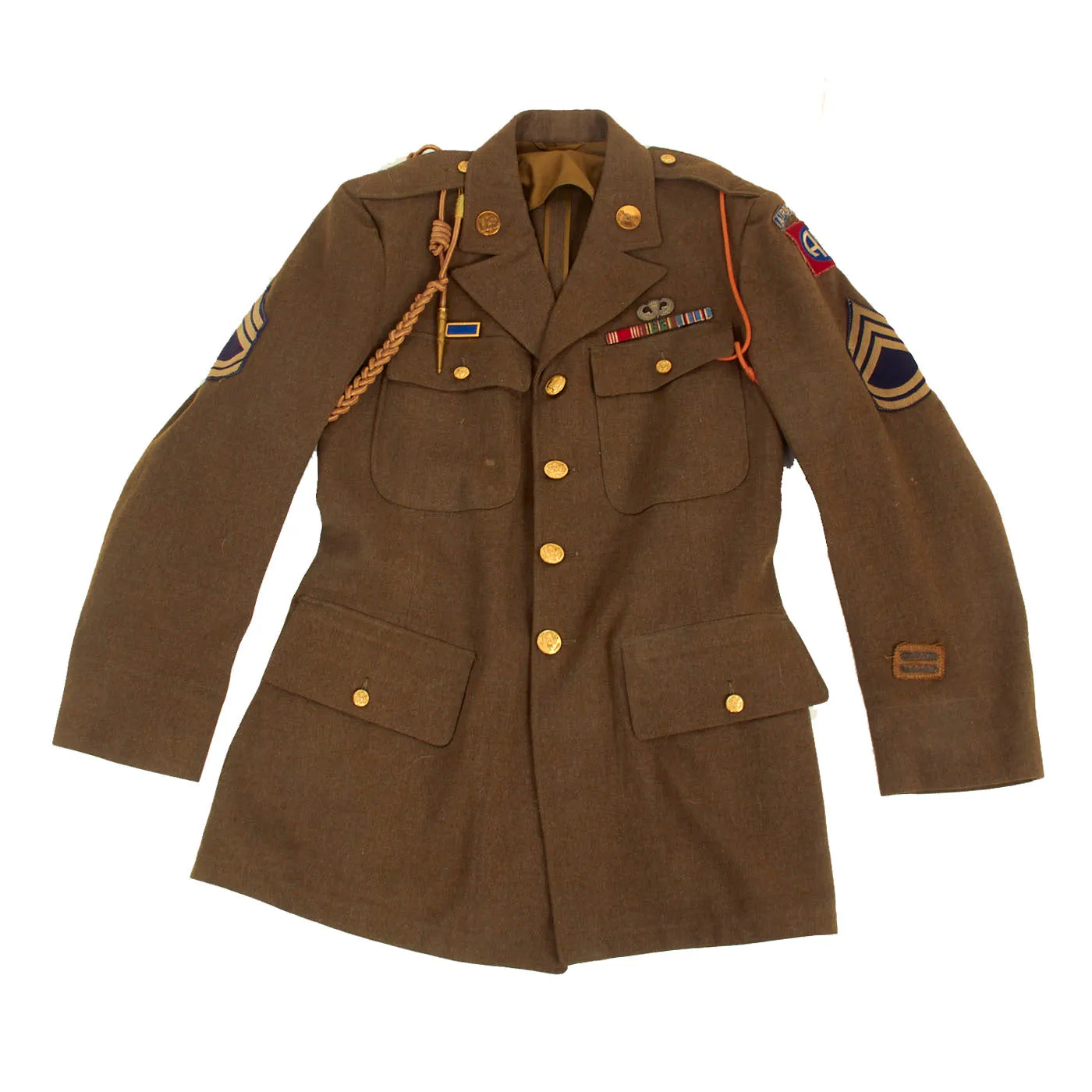 Original U.S. WWII 82nd Airborne Class A Uniform Jacket With Matching Patched M37 Flannel Shirt