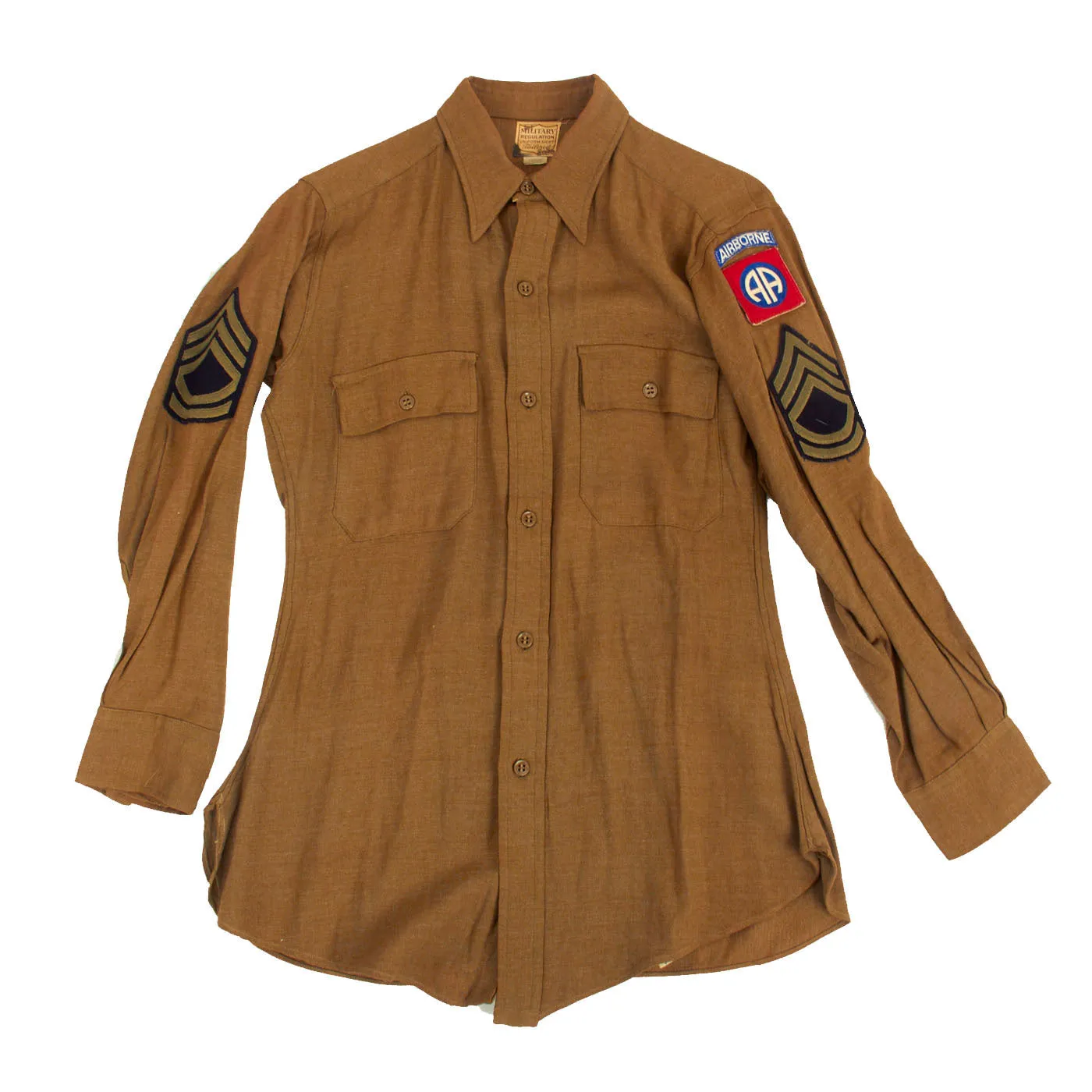 Original U.S. WWII 82nd Airborne Class A Uniform Jacket With Matching Patched M37 Flannel Shirt