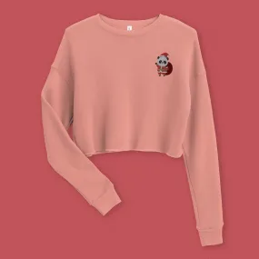 Panda Santa Embroidered Crop Sweatshirt