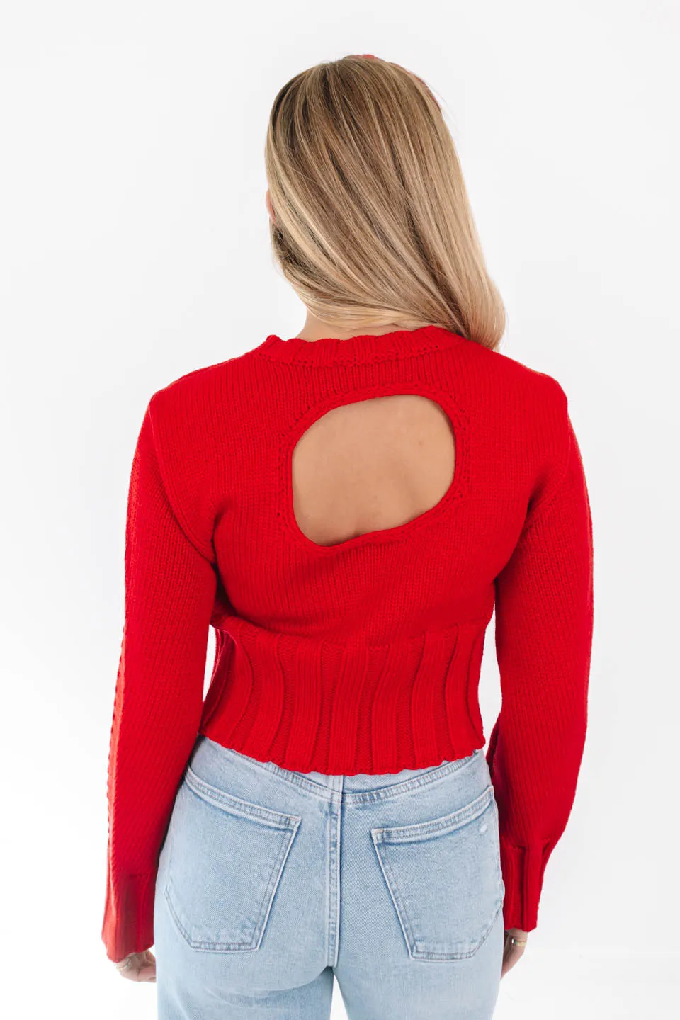 Peace And Joy Cropped Sweater - Red