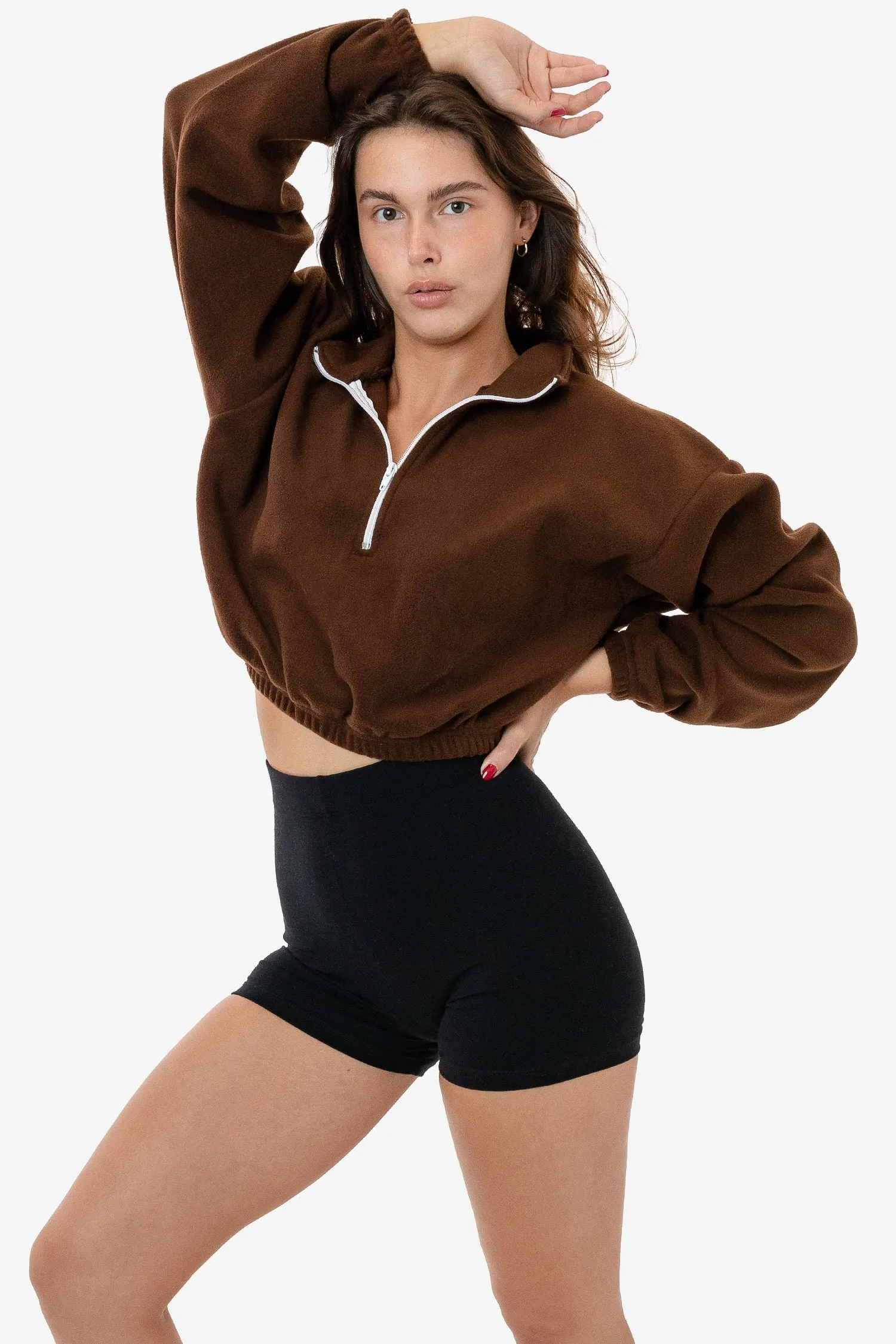 PF306 - Cropped Polar Fleece Half Zip Pullover