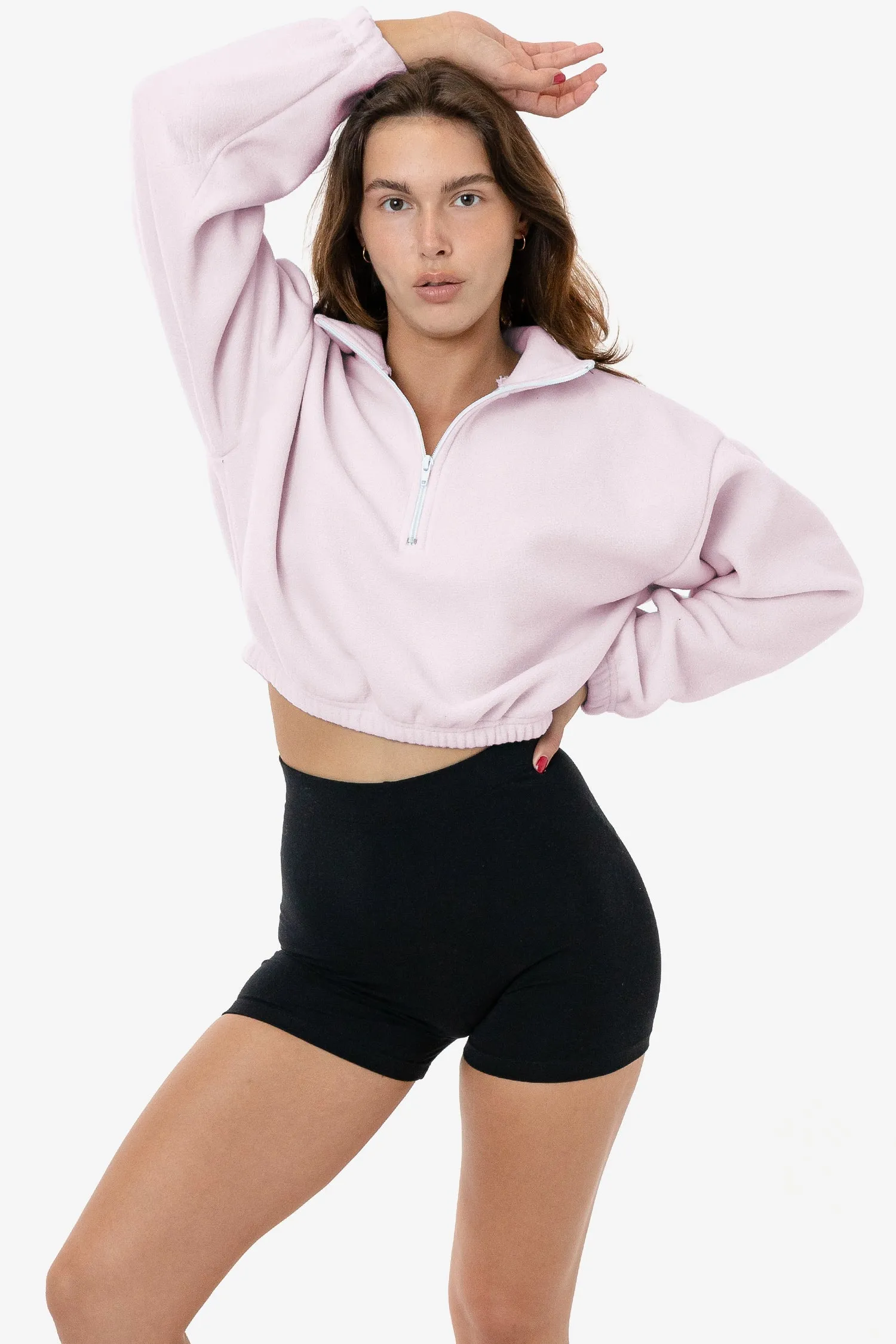 PF306 - Cropped Polar Fleece Half Zip Pullover