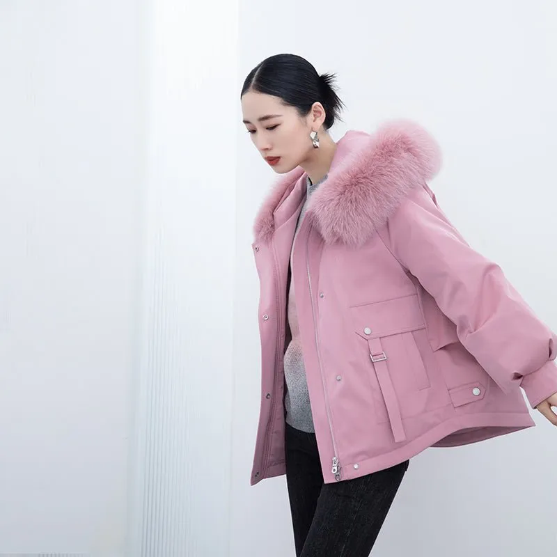 Pink Parka Style Down Jacket