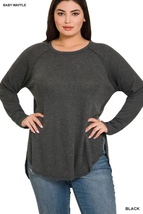 Plus Baby Waffle Raglan Sleeve Top