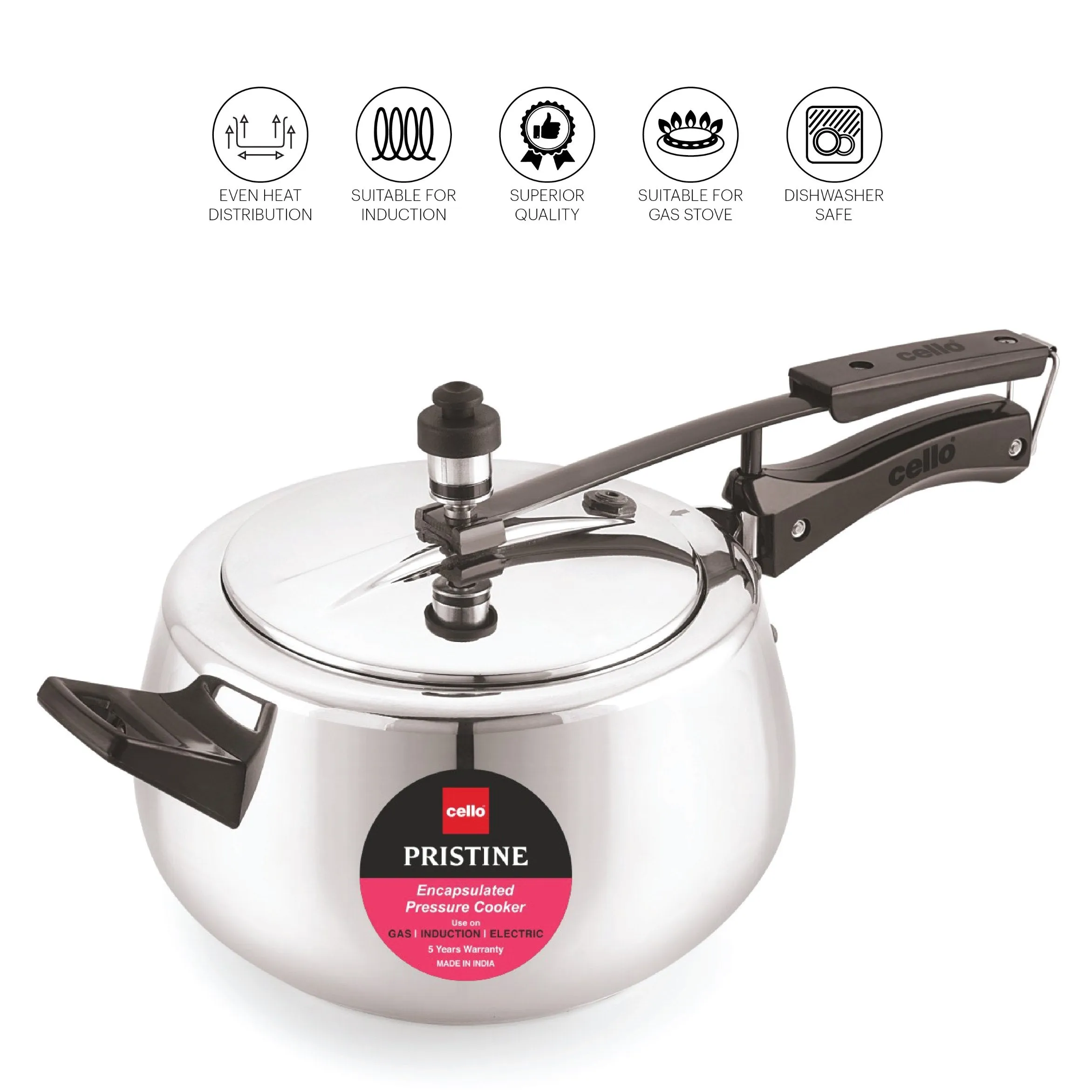 Pristine Encapsulated Pressure Cooker, Silver