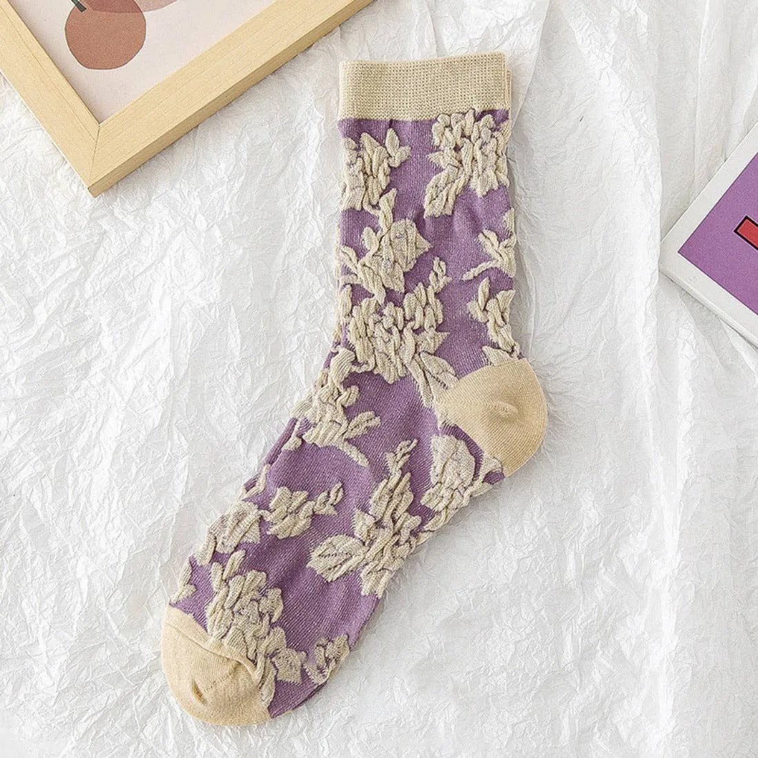 Purple Embossed Women's Socks